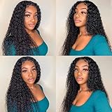 Halerp Water Wave Human Hair Bundles 20 22 24 26 Inch Curly Bundles Human Hair 4 Bundles 12A Unprocessed Brazilian Virgin Human Hair Weave Deep Wave Bundles Human Hair Natural Black