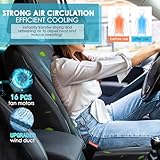 Fochutech 12V Summer Cooling Car Seat Cover with Massage Adjustable Temperature Cooling Car Seat Cushion Ventilated 16 Fans Cooling Seat Cover for Car Front Seat Cooler for Vehicle SUV (Beige)