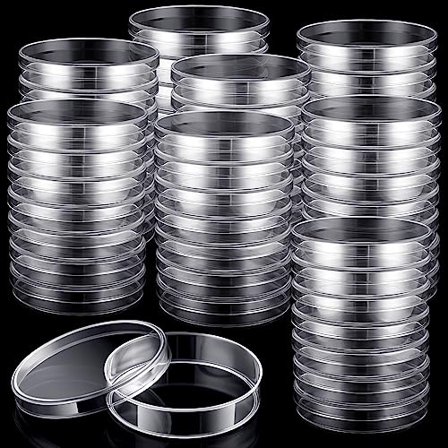 Kigley 400 Pcs Sterile Plastic Petri Dishes with Lids 60mm Dia x 15mm Deep Clear Culture Lab Petri Dishes for Science Experiment Lab Analysis Equipment School Projects Supplies