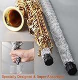 Alto Saxophone Cleaning Swab, Alto Sax Pad Saver Brush Cleaner, Ultra Absorbent Cotton Sax Cleaning & Care Kit, Suitable for Alto Sax, Length 21''