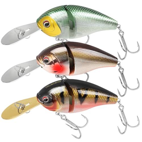 TRUSCEND Super Crankbait Fishing Lures, Highly Reflective Oscillating Stainless Steel Bill with Two Segment Profile, Auto Tunes Bait Make The Swim More Stable, Chatter & Swing Freshwater Saltwaer