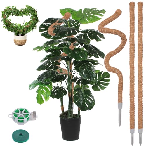 3 Pack Moss Pole, 50 Inch Monstera Plant Support, Tall Moss Poles for Climbing Plants Indoor DIY, Coco Coir Plant Pole Moss Plant Stick Support Stake Kit for Potted Plants, Pothos, Philodendron