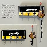 Pick-a-Palooza: Wall Mounted Guitar Amplifier Style Key Hanger and Key Chain Holder, Speaker Style with Acoustic Guitar Coat Hook and 4 Amp Plugs Gift for Musicians