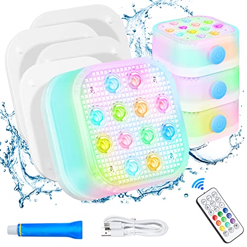 Pool Lights for Above Ground Pools Waterproof with Remote, Underwater Rechargeable 2600mAh Battery Magnetic 16 Color Changing Floating Submersible Pool Light for Inground Pool LED Lights Party Decor