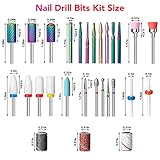 Onism 25Pcs Nail Drill Bits Set - 3/32 Inch Tungsten Carbide Ceramic Nail Bits Kit for Professional Manicure Pedicure Remover for Home Salon Acrylic Gel Nail Polish - With Nail Tool Box, Sanding Bands