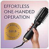 Professional Dual Voltage Blowout Hair Dryer Brush for European Travel 110V-120V/220V-240V, Black Gold Dryer and Volumizer, Hot Air Brush for Women, 2.4 INCHES Oval Shape