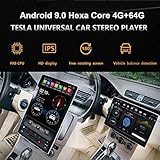 FLYUNICE Universal 12.8 Inch Tesla Style 2 Din Android 9.0 Car Stereo Radio 4G RAM 64G ROM Touch Screen Car GPS Navigation Head Unit, Bluetooth, Multimedia Player, SWC, Carplay, DSP Sound, Wifi