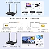 Wireless HDMI Transmitter and Receiver 4K, Binken 820Ft/250m Wireless HDMI Extender 5G Kit Support 4K@30 Hz, for Streaming Video Audio from Laptop,PC, Cable Box to HDTV Projector Monitor IR Support