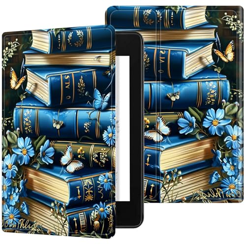 RWUTYTIUL for 6" Kindle 10th Generation 2019 Release Case (Model No. J9G29R), Multi-Angle Viewing Shockproof Smart Protective Case with Auto Wake/Sleep, Purple Blue Book