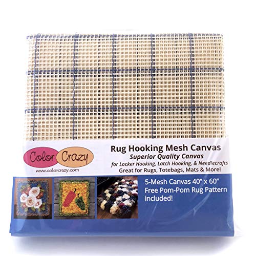 Color Crazy Rug Hooking Mesh Canvas - 5 Mesh (40" x 60") with Free Pattern