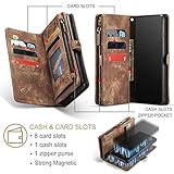 Asuwish Phone Case for Samsung Galaxy S10 Plus Zipper Wallet Cover with Tempered Glass Screen Protector and Flip Card Holder Cell Glaxay S10+ Galaxies S10plus 10S Edge S 10 10plus Cases Women Brown