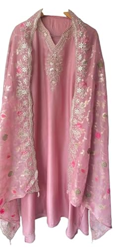 DE 233 Salwar Suit Kameez for Women pure silk fabric unstitch shirt with gotta work zari sequence resham dabka embroidery pure shimmer banarasi organza printed fabric dupatta with embroidery