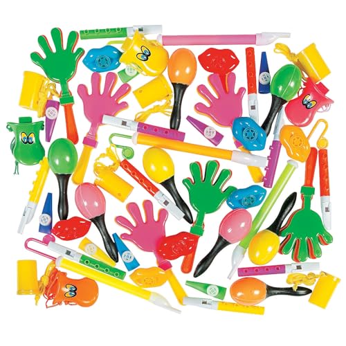 Fun Express Noisemaker & Musical Instrument Novelty Assortment – Perfect Party Supplies for Celebrations and Events - 50 Pieces