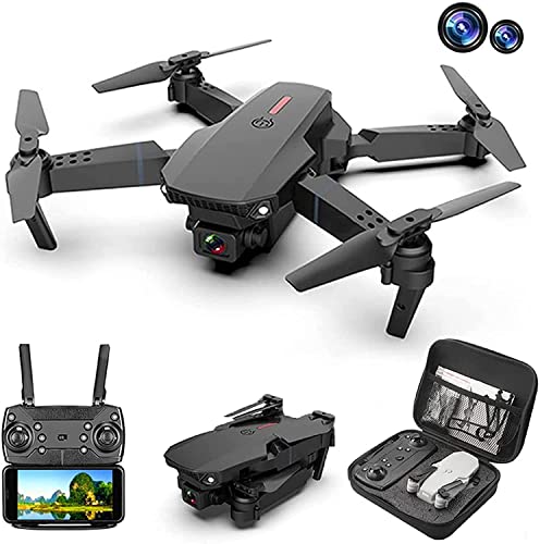 4K E88 Pro Drone with 4K HD Camera for Adults and Kids FPV Live Video RC Quadcopter for Beginner Foldable RC Quadcopter Helicopter Kids Toys 2 Batteries and Carrying Case