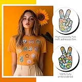 GYGYL 48Pcs Hippie Vintage Iron on Patches, Retro Aesthetics Applique Embroidered Sew on/Iron on Patches for Backpacks, Clothes, Dress, Hat, Jeans, Pant, Shoe,Bags