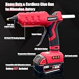 MONVICT 100W Cordless Glue Gun for Milwaukee 18V Battery, Upgraded Digital Temperature Adjustable Handheld Electric Power Full Size Heavy Duty Hot Glue Gun with 10 Glue Sticks (Tools only)