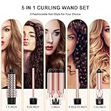 Curling Iron Set 5 in 1,MAXT Curling Wand Set Interchangeable Triple Barrel Curling Iron and Curling Brush Ceramic Barrel Wand Curling Iron(0.35”-1.25”)