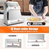 Pizza Dough Roller Sheeter, 4-16" 110V 370W Commercial Electric Automatic Pizza Press Making Rolling Machine Stainless Steel Adjustable Thickness Dough Machine for Noodle Pizza Bread & Pasta Maker