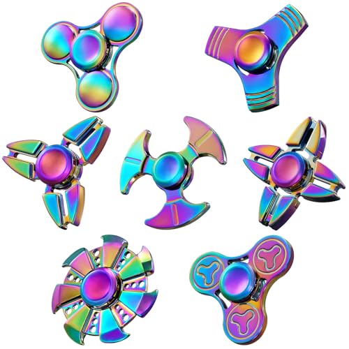 SCIONE Metal Fidget Spinner for Kid Adult, Sensory Hand Fidget Toy 7 Pack-Anxiety Toys Stress Relief Reducer-Party Favors, Easter Gifts for Kids Birthday, Goodie Bag Stuffers, Classroom Prizes