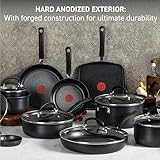 T-fal 28 Piece Set Ultimate Hard Anodized Nonstick Cookware Set With Ice Force Stainless Steel Kitchen Knife Set and Wood Block