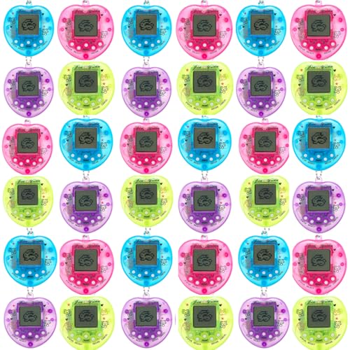 Jerify 36 Pieces Virtual Electronic Digital Pet Toys Retro Handheld Game Nostalgic 90s Toy with Key Chain for Boys Girls
