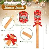 Layhit 8 Pcs Christmas Silicone Spatula for baking Santa Claus Pattern rubber Spatula set with Wooden Handle Christmas cooking utensils bulk Cake Decorating for Holiday Gifts