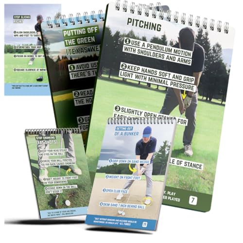 Golf Reference Guide Pocketbook - Golf Cheat Sheets with 175+ Essential Tips 36 Different Shots - Golf Training Aid - Helpful Golf Swing Thoughts - Waterproof & Durable Golf Book
