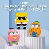 [3 Pack] Funny Airpod Case for AirPod 2/1, 3D Cartoon Character Cute Airpods 1&2 Case Kawaii AirPods 1/2 Cover for Men Boys Gift Protective Silicone Case with Keychain Accessories