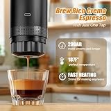 Portable Electric Espresso Maker, 20 bar Mini Travel Coffee maker, Expresso Coffee Machines with USB-C,3-in-1 Car Coffee Maker Self-Heating, Ground Coffee & Capsule(Ns&DG) for Office, Camping, RV