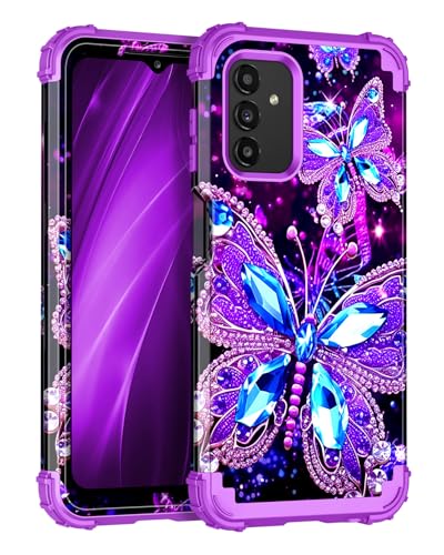 Miqala Case for Samsung Galaxy A13 5G Amaranth Dark | for Galaxy A13 5G, Glow in The Dark, Three Layer, Heavy Duty, Shockproof, Full Body, Hard Plastic Bumper, Soft Silicone, Protective Case