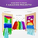 NATIONAL GEOGRAPHIC Kids Weaving Kit - Arts and Crafts Loom Weaving Kit for Kids with Wooden Loom, Yarn & 3 Fun Designs Kids Can Easily Weave, Easy Weaving Loom for Kids, Child Weaving Set, Kids Loom