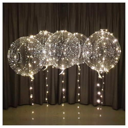 Lightsfever warm white led balloons with batteries, wedding proposal decorations clear transparent for helium or air, birthday party, halloween decor