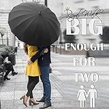 Royal Walk Large Umbrella for 2 Persons - 54 Inch Automatic Open, Wind Resistant, Fast Drying, Strong 16 Ribs, Travel 120cm