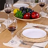 Zology Handmade Boho Placemats Set of 6 - Natural Cotton Burlap and Water Straw Woven Combination Table Mats, Macrame Décor and Farmhouse Style Placemats, for Dining Table Kitchen