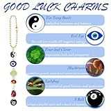 Evil Eye Car Hanging Ornament,Good Lucky Days Car Charm,8 Ball Mushroom Four-Leaf Clover Pendant for Car Rear View Mirror,Cute Boho Evil Eye Ladybug Yin Yang Symbol Car Decor Accessories