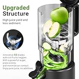 Slow Cold Press Juicer Machine: Electric Masticating Juicer Extractor Easy Clean - Whole Fruit Vegetable Juice Maker - Cold Pressed Slow Blender Juicer with Wide Large Chute Mouth