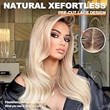 KOME Ombre Blonde Synthetic Lace Front Wig,13x4 Body Wave Pre Plucked Glueless Wigs for Women Daily Use 26IN