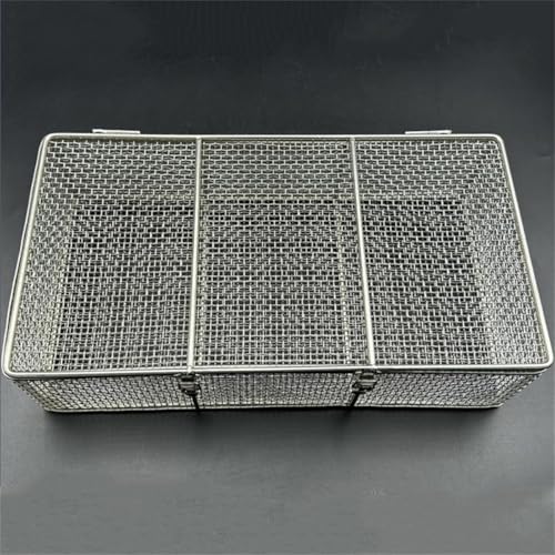 Medical 304 Stainless Steel Mesh Basket with Lid,Mesh Perforated Baskets Sterilization Tray,Instrument Sterilization Baskets,Cleaning Washing Surgical Instruments Case,for Hospital,30×30×10 cm