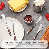 CherHome Butter Spreader，4pcs Butter Knives，Premium Stainless Steel 18/8 Butter Cheese Jam Appetizer Spreading Knives with Comfortable Bakelite Handle，Wood Grain