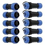 Uonecn SP13 IP68 Waterproof 3-Pin Power Connector 5 Sets Circular Kit Male Plug Female Socket LED High Power Connectors