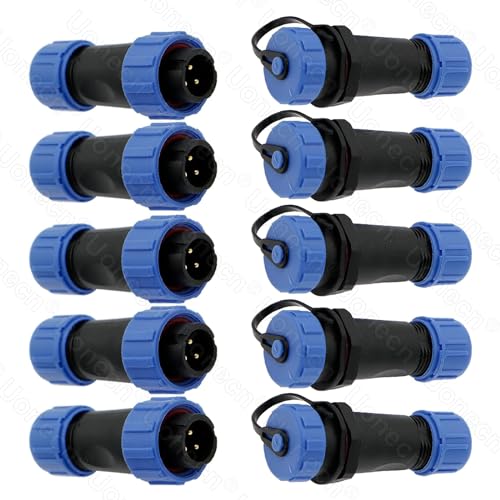Uonecn SP13 IP68 Waterproof 3-Pin Power Connector 5 Sets Circular Kit Male Plug Female Socket LED High Power Connectors