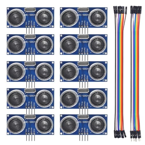 AEDIKO 10pcs HC-SR04 Ultrasonic Module Distance Sensor with Wire Cable