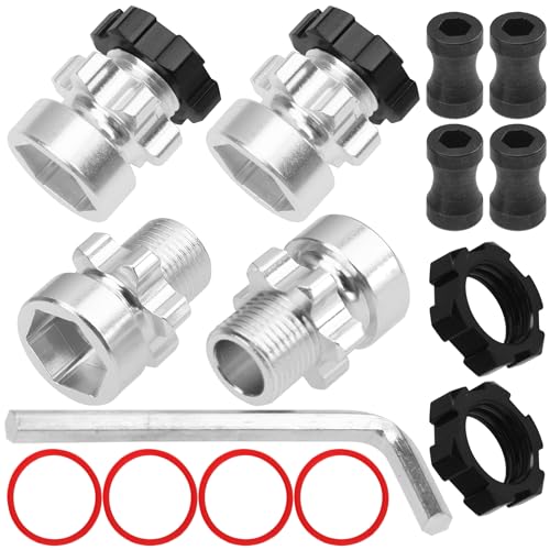 ShareGoo Metal 12mm to 17mm Wheel Hex Hub Adapter Compatible with Traxxas 1/10 Slash 2WD 4X4 Rustler Stampede 2WD 4X4 RC Car Upgrade Parts (Black)