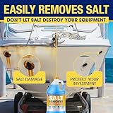 [1 Gallon] Concentrated Salt Remover + Corrosion Protection - Made in USA, Salt Gone for Boats & Cars, Ideal for Marine Engine & Outboard Motor Flush, Washes Salt Away from Boats, Vehicles, & Trailers