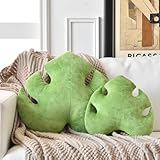 Leaf Pillow, Cute Decorative Throw Plant Pillow Aesthetic Decor Nature Pillow for Bed Couch, Leaves Shaped Pillow Perfect for Bedroom Living Room (Light Green, 15 Inches)