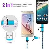 USB Type C Cable 5Pack 6Ft USB C 2in1 Cable [Micro USB & Type C] Nylon Braided Fast Charger Cord for Samsung Galaxy S24 FE S23 S22 S21 S20 S10e S9 Note20 10, LG V60 V50 V30 G8, Pixel 8a 8 7 6 Pro 5a 4