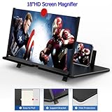 18" Screen Magnifier for Cell Phone, Mobile Phone 3D HD Magnifying Projector Screen Enlarger for Movies, Videos and Gaming, Foldable Phone Stand with Screen Amplifier,Compatible with All Phones