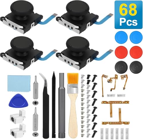 EEEKit Joystick Replacement for Joycon, 3D Analog Thumb Stick Repair Kit for Switch, Switch Lite and OLED, 68PCS