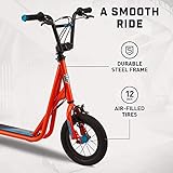 Mongoose Trace Air Non-Electric Scooter for Youth Boys Girls Age 8+ Year Old, Max Weight 220 lbs., 12-Inch Air Tires, BMX-Style Handlebar, Wide Foot Deck, Orange