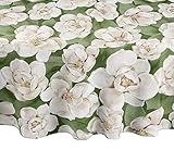 Green Ivory Garden Botanical Magnolia Watercolor Shabby Chic Vintage Floral Flower Leaf Leaves Decorative Table Cover Tabletop Washable Pretty Tablecloth Dining Room Café Kitchen Decor Round 90"